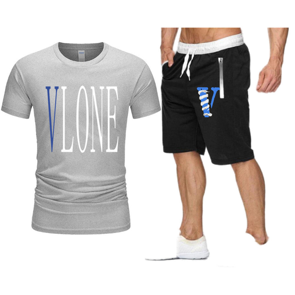 Vlone T Shirts & Shorts 2 Piece Set Letter Printing Summer Menswear Casual
