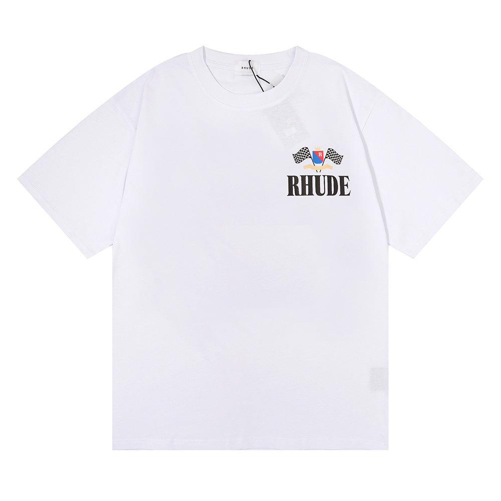 Rhude T Shirt Alphabet Flag Print Short Sleeve T-Shirt
