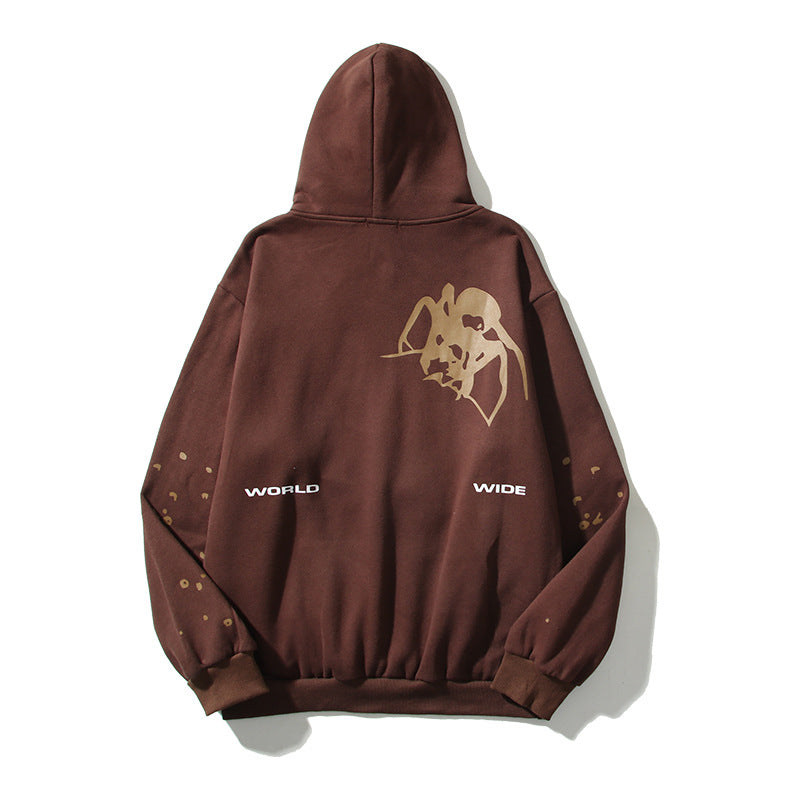 Kanye West Sunday Service Hoodie Portrait And Spider Print Brown Hoodie