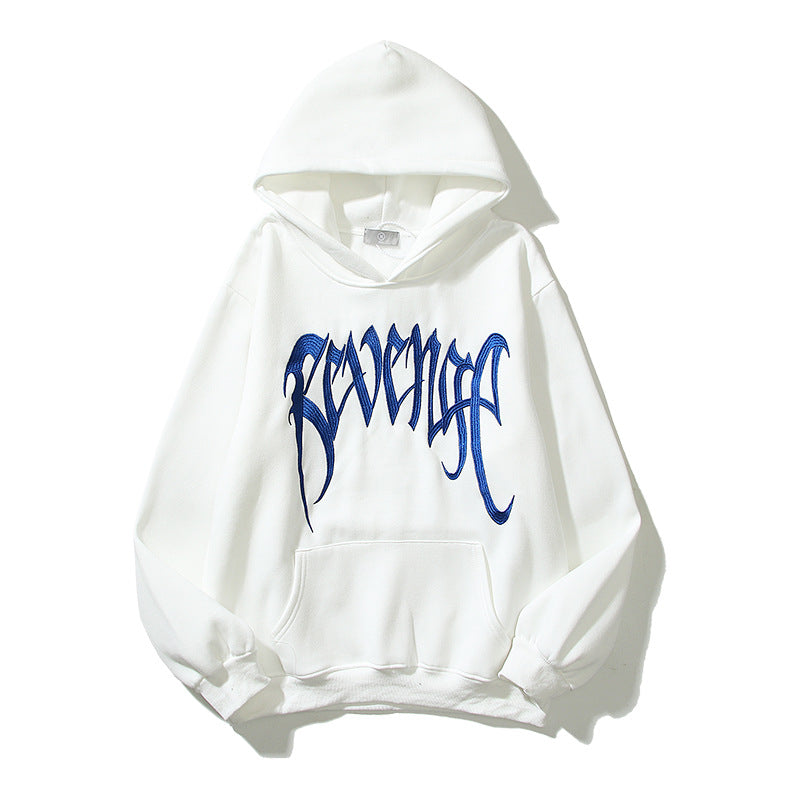 Revenge Hoodie Black Gold Embroidered Loose-Fitting Hoodie Sweater Couple