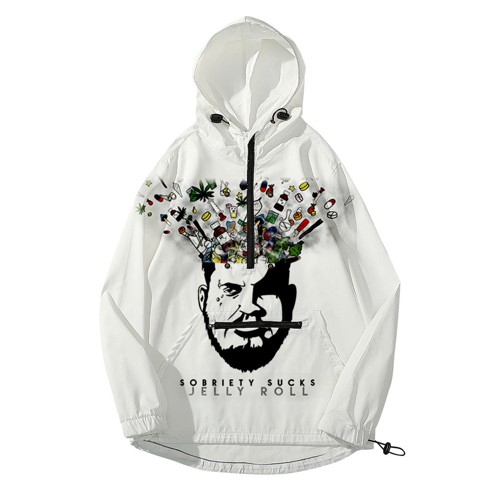 Jelly Roll Hoodie 3d Printing Thin Trench Coat
