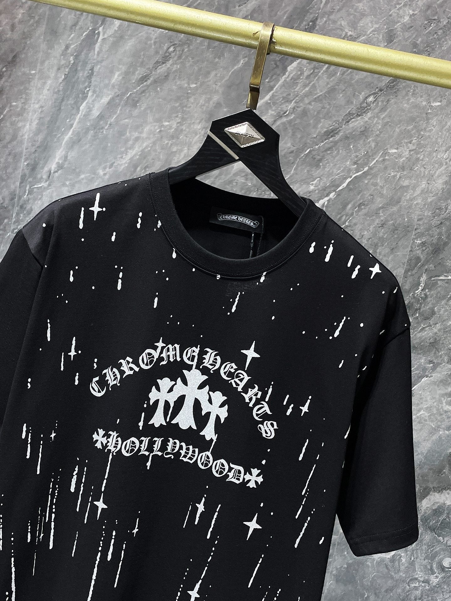 Chh Chrome Hearts T Shirts Sanskrit Star Splashing Ink Casual Sports Men's and Women's Short Sleeve T-Shirts