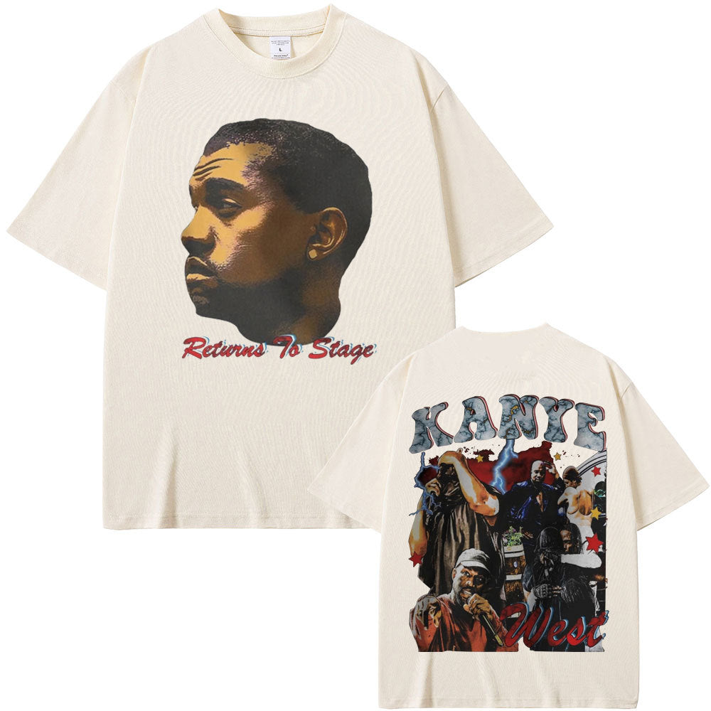 Rapper Kanye West Graduation Bear Double Sided Print T Shirt