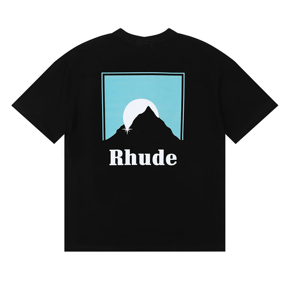 Rhude T Shirt Sunset Classic Alphabet Print Short Sleeve T-Shirt