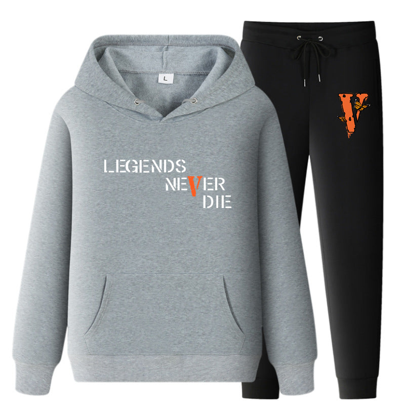 Vlone Hoodie & Pants 2 Piece Set Printing Sweatshirt And Sweatpants Fall Winter Hooded