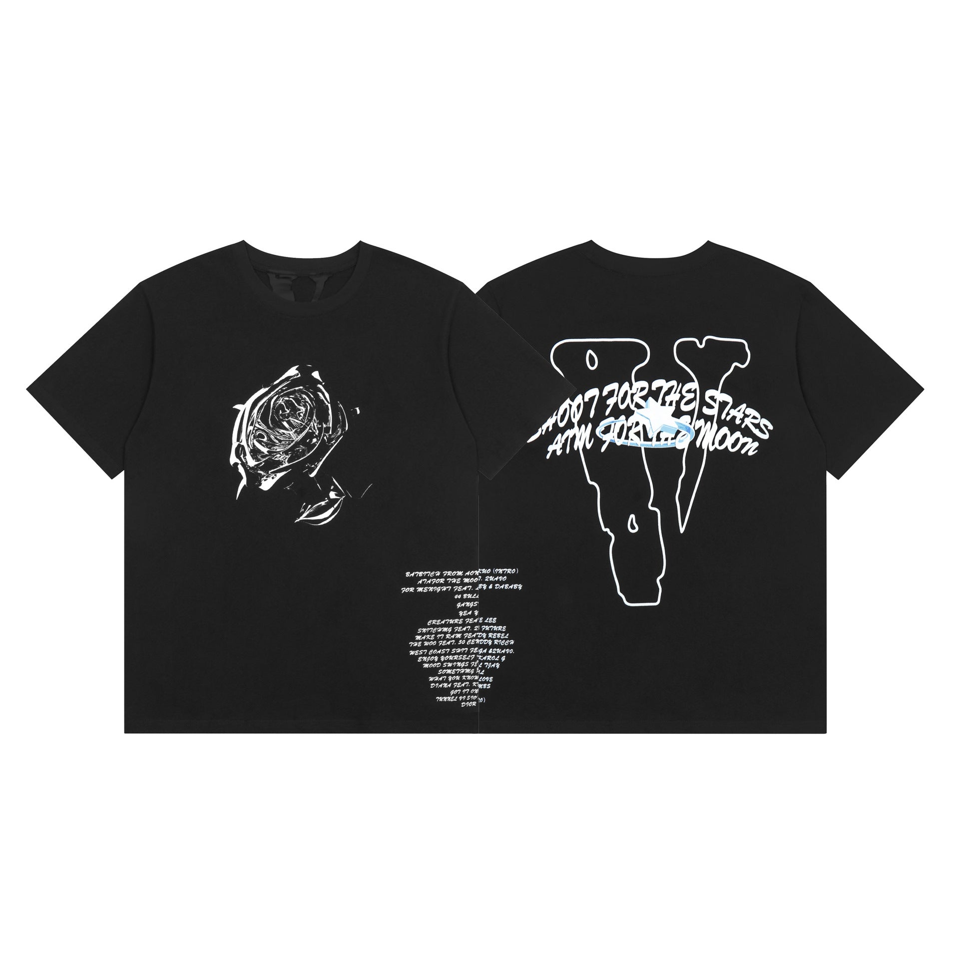 Vlone T Shirt Spring/Summer Pattern Crew Neck Short Sleeve
