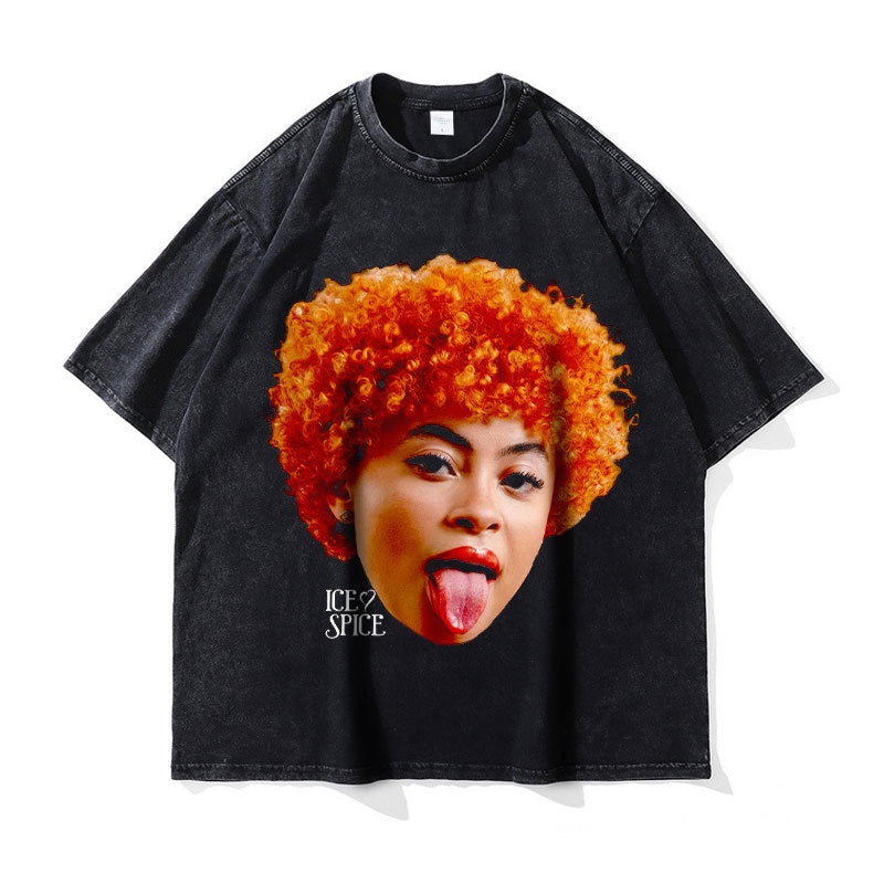 Asap Rocky T Shirts Washed Vintage Hip Hop Short Sleeve Print