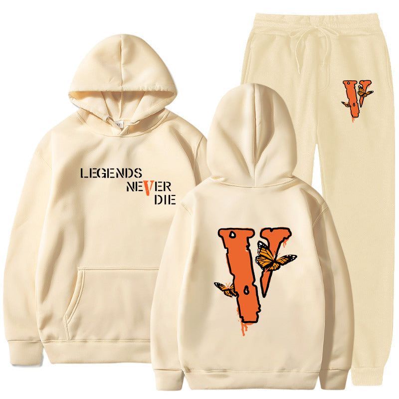 Vlone Hoodie & Pants 2 Piece Set Men'S Printed Hoodie Autumn Winter Sweater
