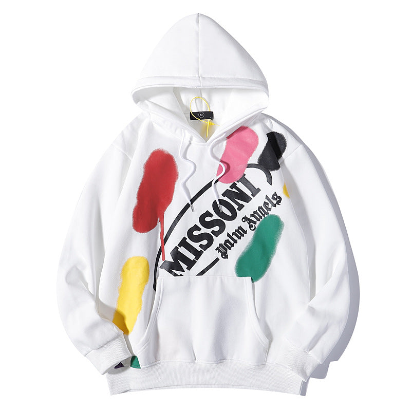 Kanye West Sunday Service Hoodie Plam Angel Paint Graffiti Splash Ink Hooded Sweater Couple