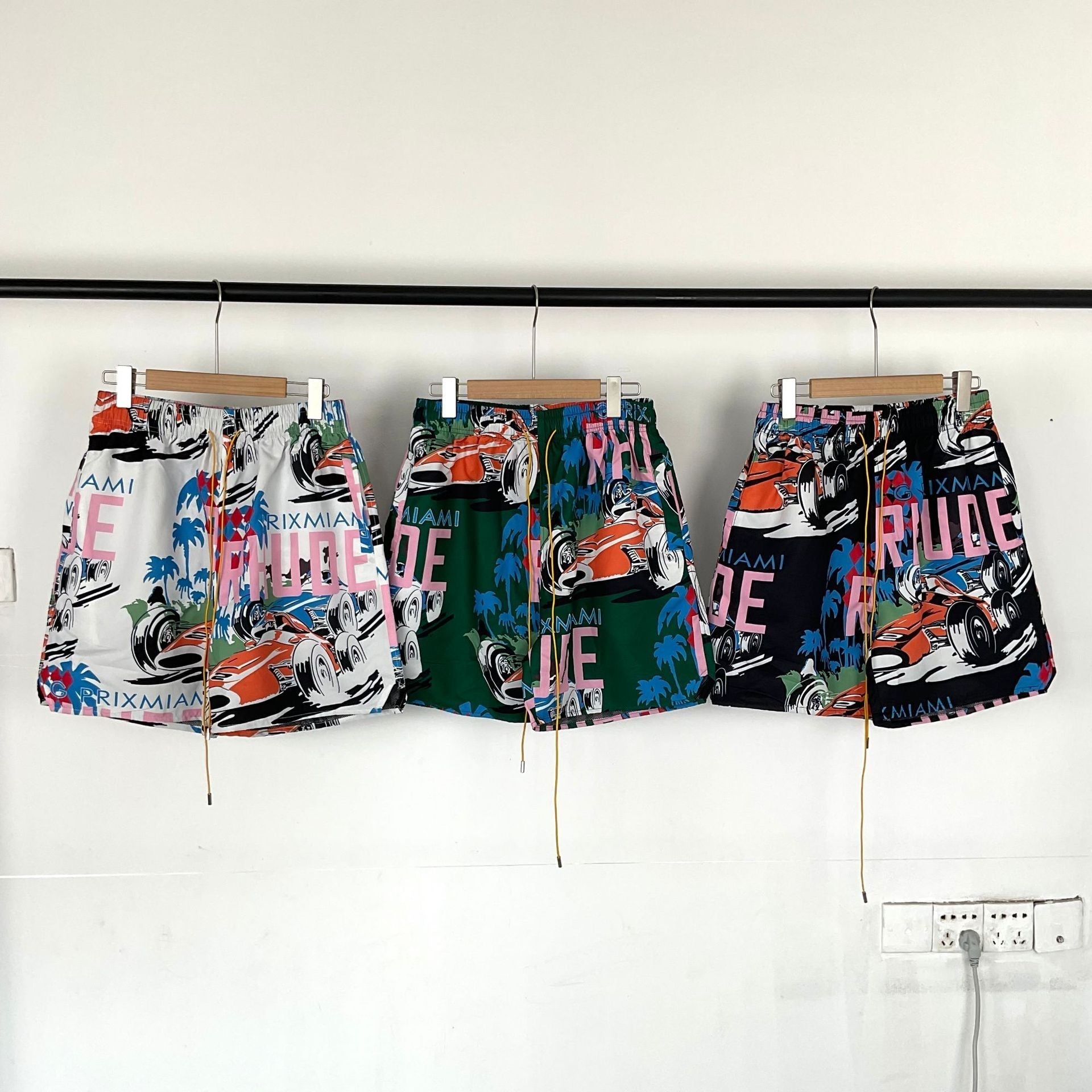 Rhude T Shirt Racing Letter Logo Casual Short Sleeve Shirt, Shorts