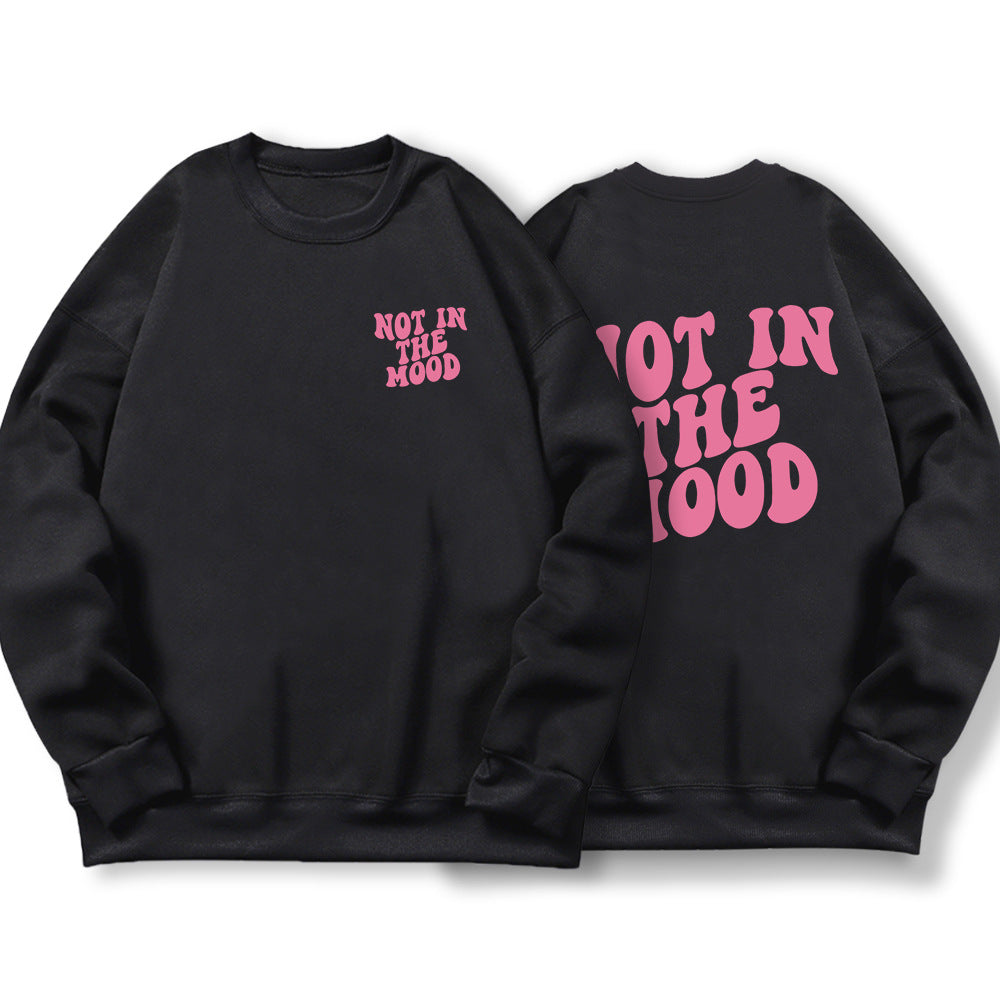Not In The Mood Printed Hoodie Men Harajuku Warm Fleece