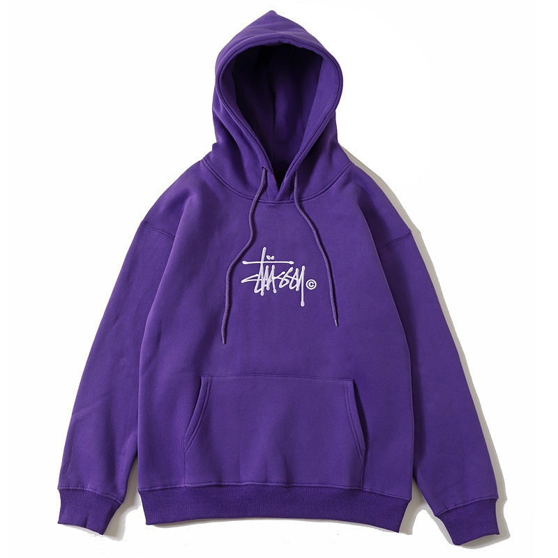Stussy Hoodie Embroidered Logo Fleece Hoodie
