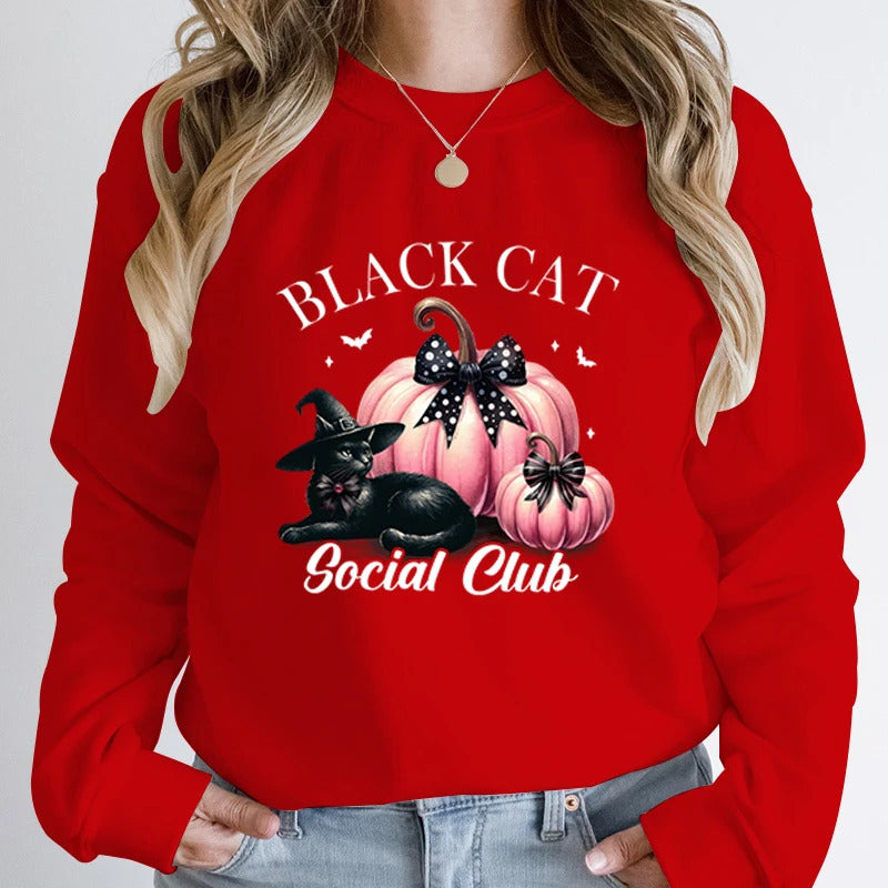 Women Fashion Creative Halloween Pumpkin Black Hoodies