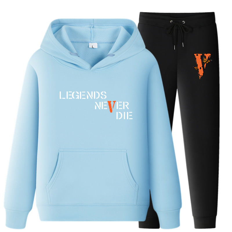 Vlone Hoodie & Pants 2 Piece Set Printing Sweatshirt And Sweatpants Fall Winter Hooded