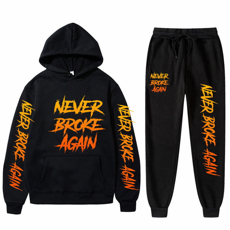 Never Broke Again Hoodie Casual Hooded Sweatshirt Casual Sports Pants