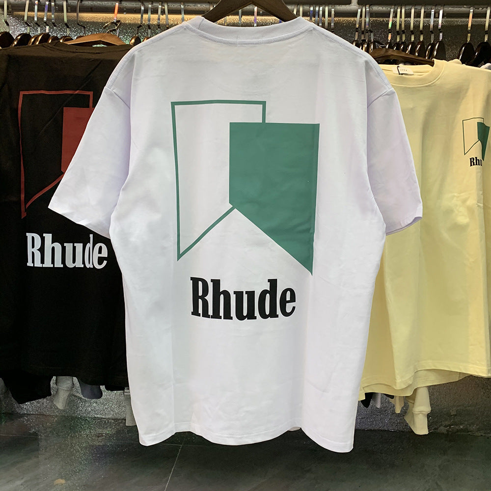 Rhude T Shirt Micro Standard Geometric Square Color Matching Printed Short Sleeve T-Shirt