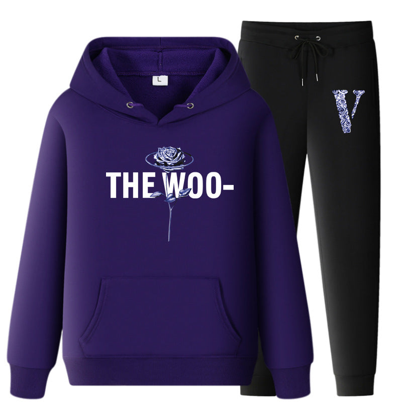 Vlone Hoodie & Pants 2 Piece Set Fall/Winter Hoodie Leisure Sports
