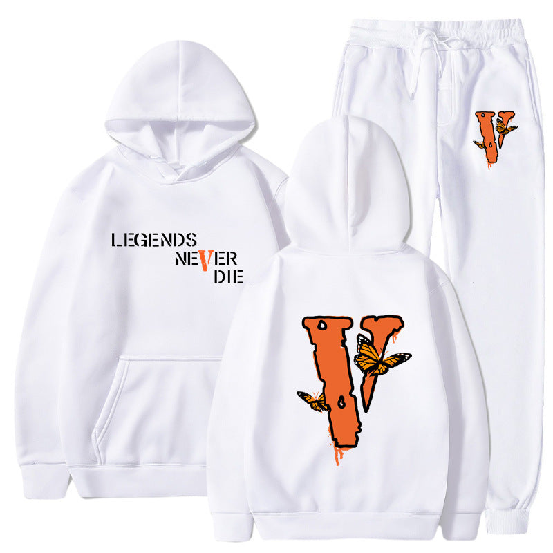 Vlone Hoodie & Pants 2 Piece Set Men'S Printed Hoodie Autumn Winter Sweater