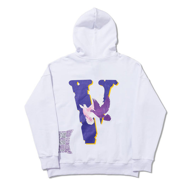 Vlone Hoodie Purple Big V Couple'S Shirts Cap Men'S And Women'S Sweater