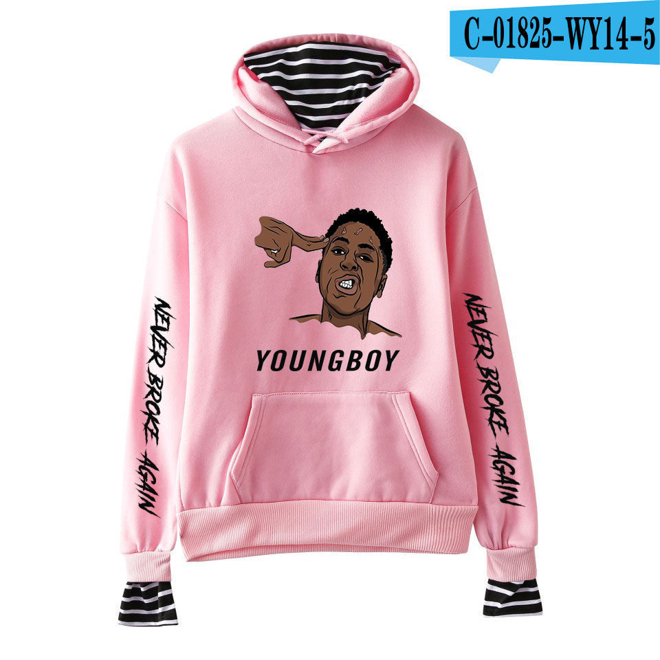 Never Broke Again Hoodie All-Match False Two-Piece Sweaters
