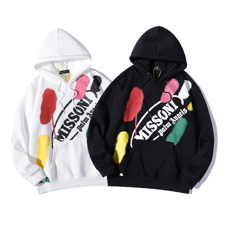 Kanye West Sunday Service Hoodie Plam Angel Paint Graffiti Splash Ink Hooded Sweater Couple