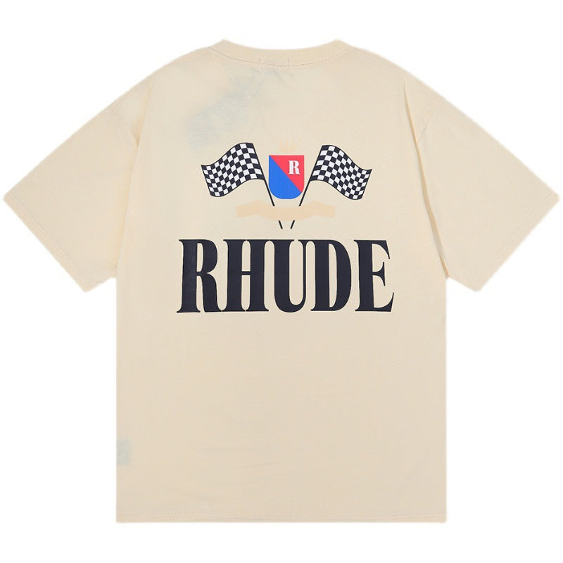 Rhude T Shirt Alphabet Flag Print Short Sleeve T-Shirt