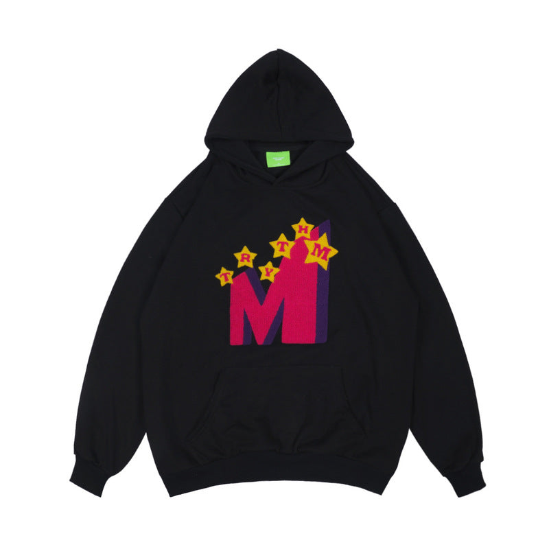 Man Fall Outfits Vintage Casual Hoodie Letter Hip Hop Hooded Sweater