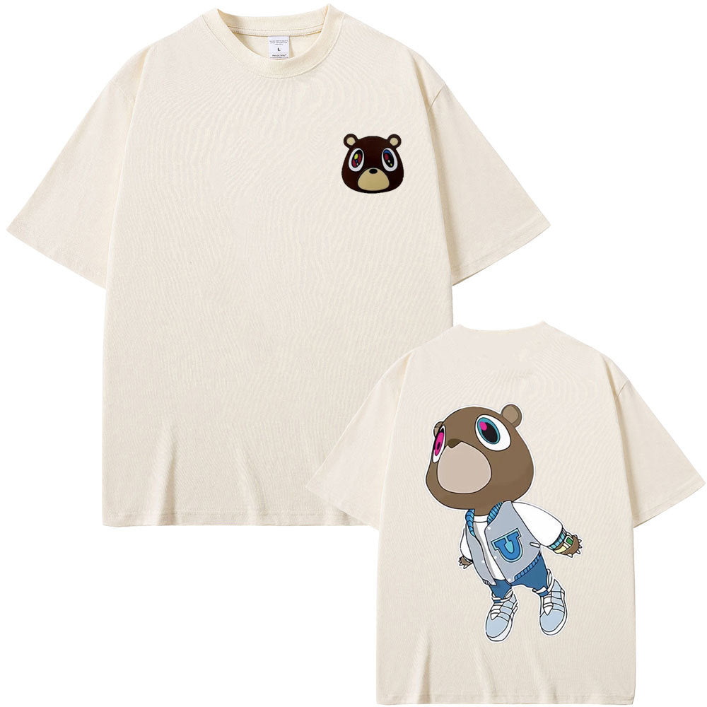 Rapper Kanye West Graduation Bear Double Sided Print T Shirt