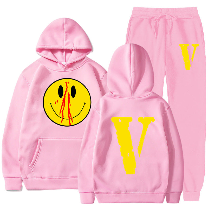 Vlone Hoodie & Pants 2 Piece Set Men'S Clothing Print Hoodie Sweater Men'S Loose