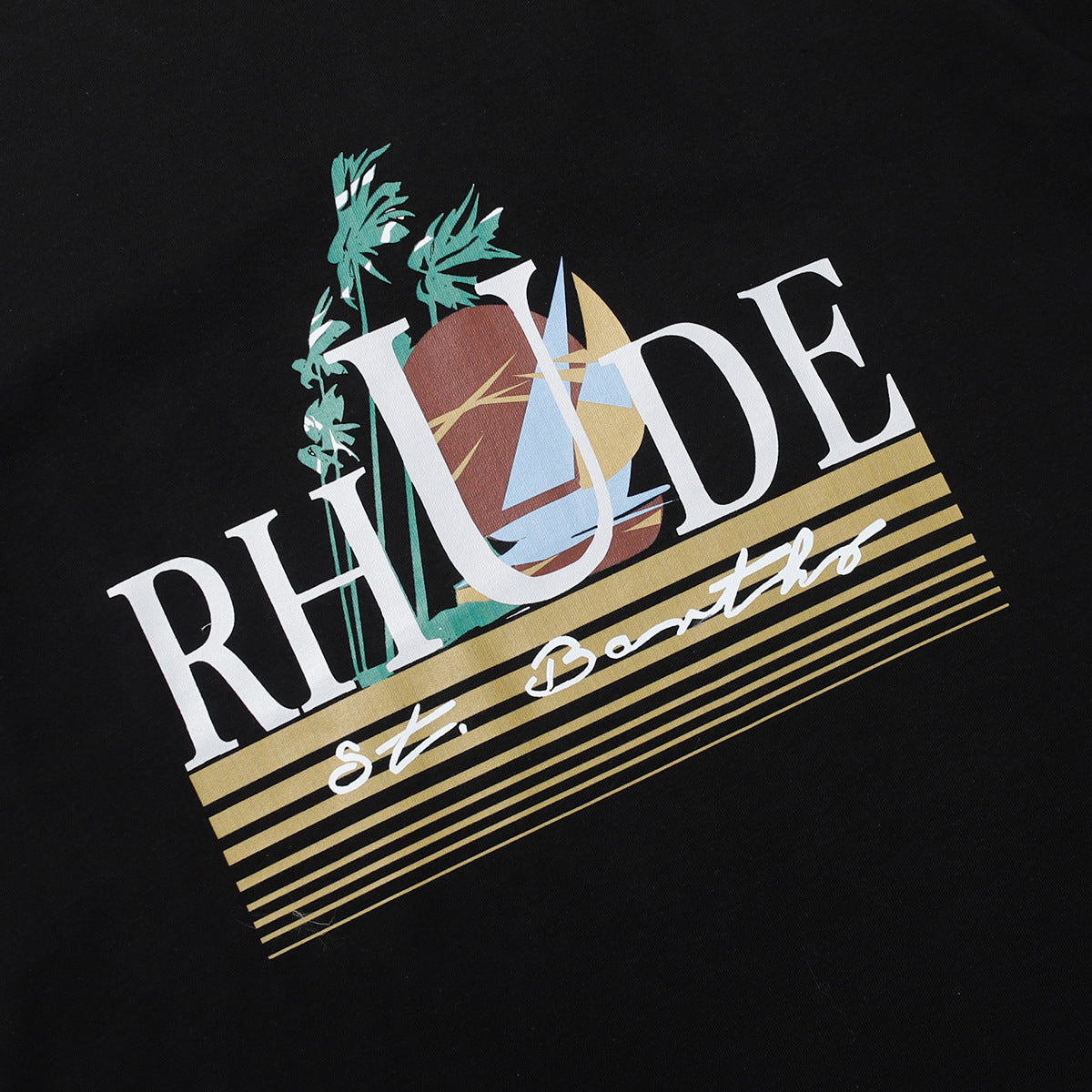 Rhude T Shirt Sailing Coconut Tree Print Short Sleeve T-Shirt
