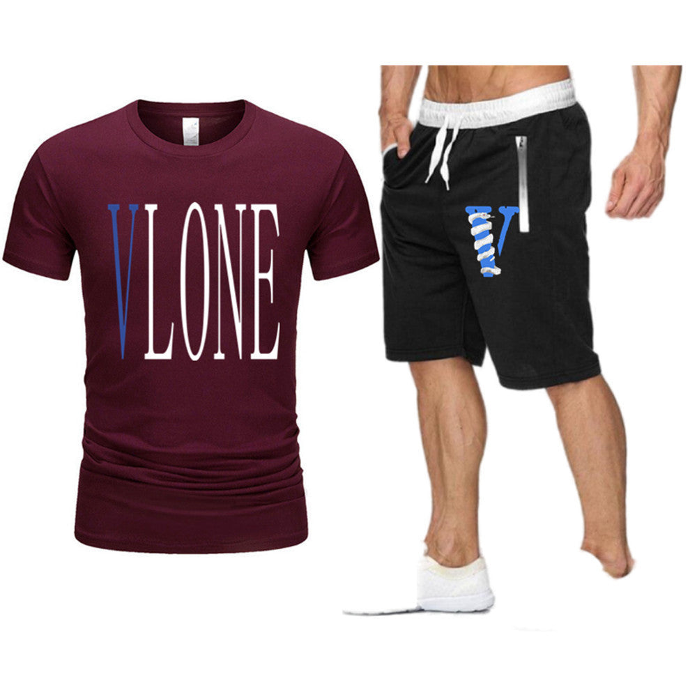 Vlone T Shirts & Shorts 2 Piece Set Letter Printing Summer Menswear Casual