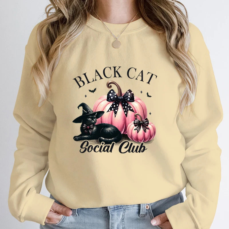 Women Fashion Creative Halloween Pumpkin Black Hoodies