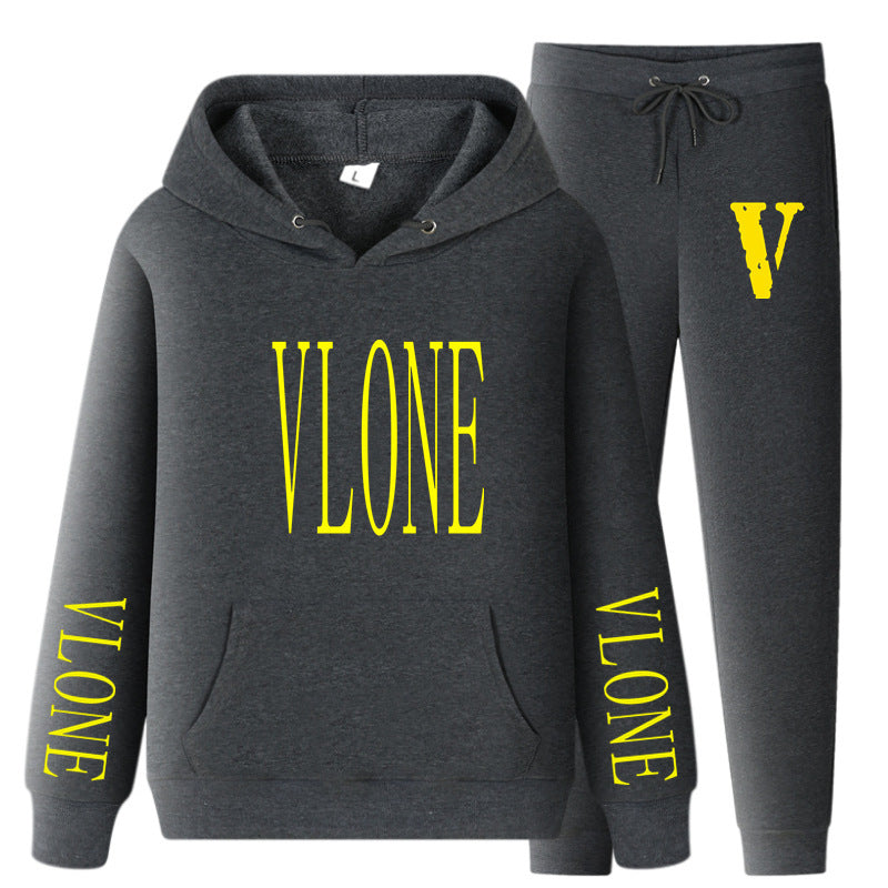 Vlone Hoodie & Pants 2 Piece Set Spring And Autumn Casual Sweater Loose Top