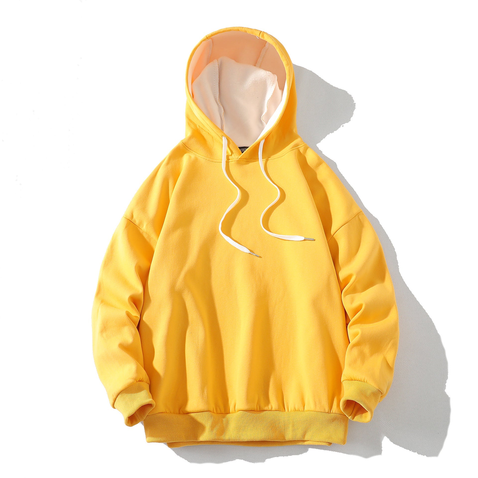 MEN'S Hoodie Solid Color with Fur Without Pockets