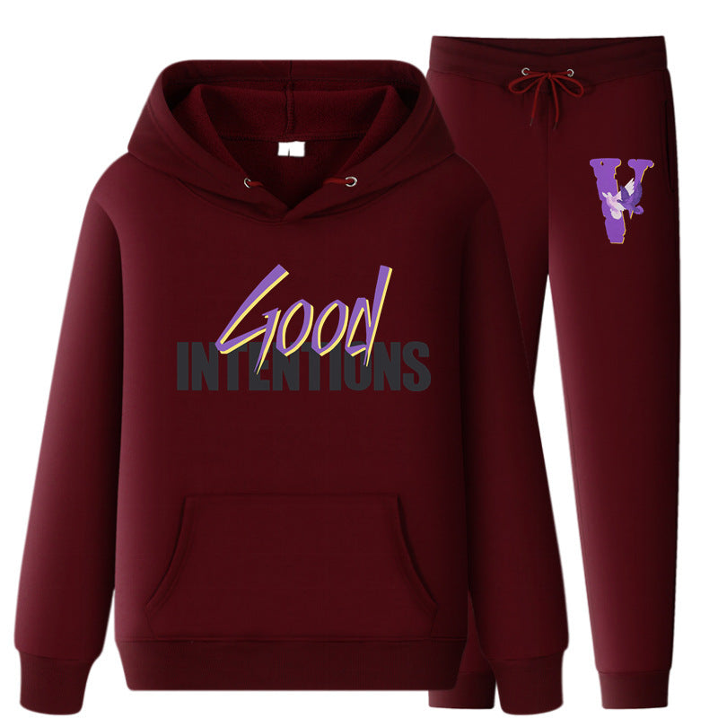 Vlone Hoodie & Pants 2 Piece Set Hooded Sweater Men And Women Loose