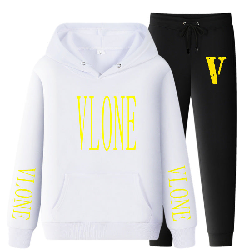 Vlone Hoodie & Pants 2 Piece Set Hoodie Men'S Women'S Pullover Outer Coat Suit