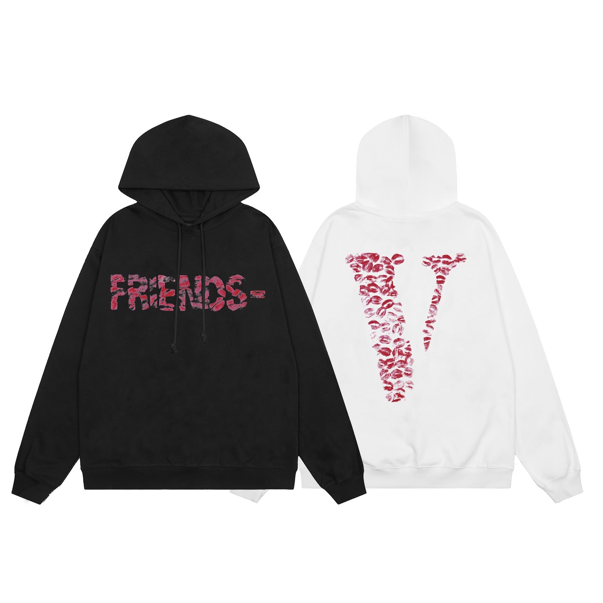 Vlone Hoodie autumn and winter red lips big V letter pullover