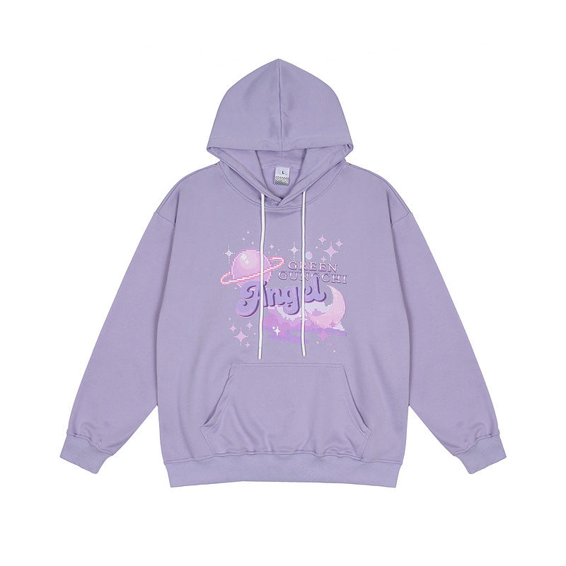 Man Fall Outfits Printed Hoodie Men's and Women's Street Loose Couple Leisure Pullover Coat