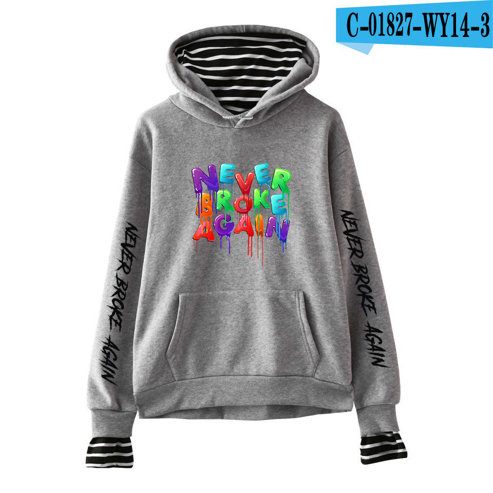 Never Broke Again Hoodie All-Match False Two-Piece Sweaters