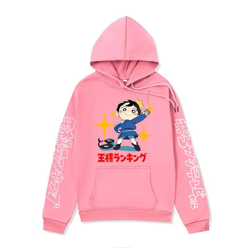 Anime Hoddies Poji King Printed Hoodie Autumn and Winter Fleece-Lined Hoodies