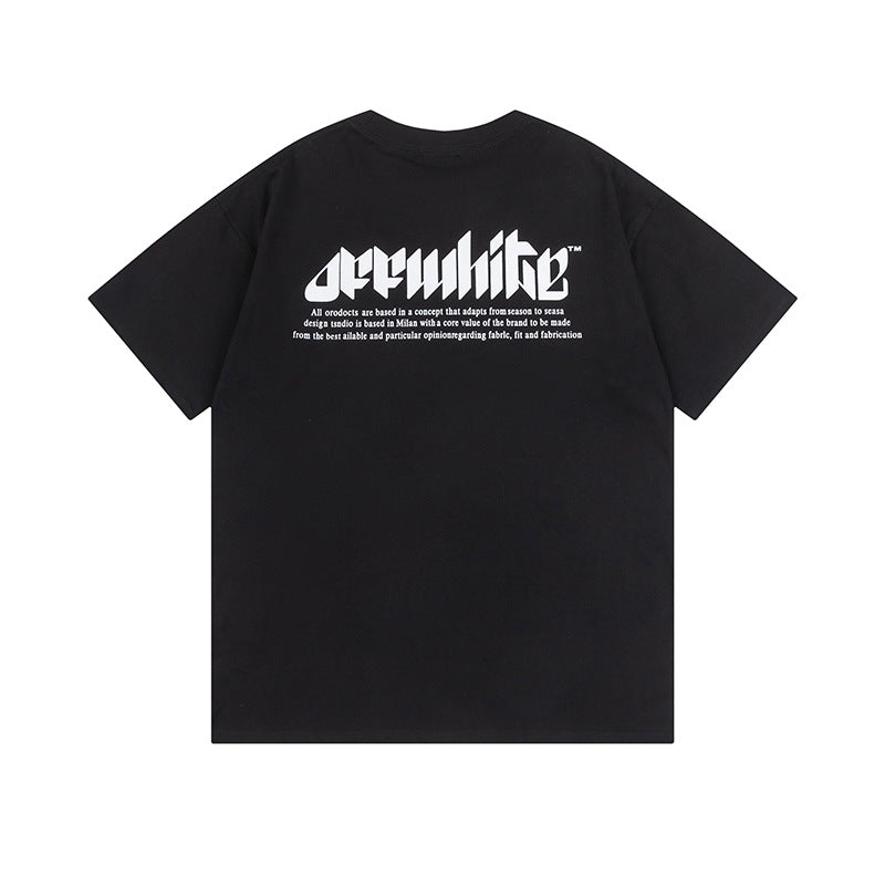 Off White T Shirts OW Eyes Letter Pattern Crew Neck Pullover Short Sleeves