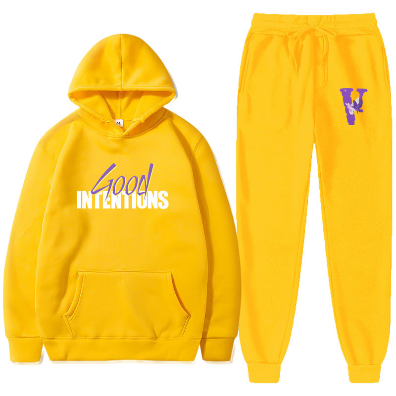 Vlone Hoodie & Pants 2 Piece Set Casual Loose Hoodie