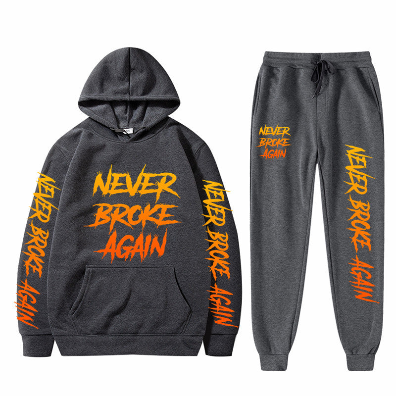 Never Broke Again Hoodie Casual Hooded Sweatshirt Casual Sports Pants