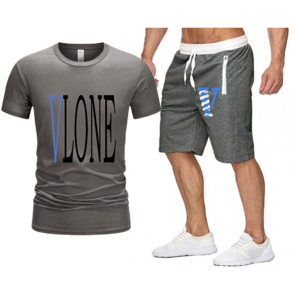 Vlone T Shirts & Shorts 2 Piece Set Letter Printing Summer Menswear Casual