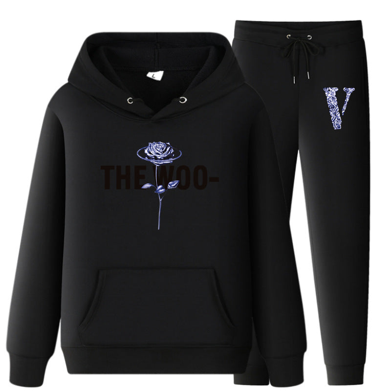 Vlone Hoodie & Pants 2 Piece Set V Printing Stylish Casual Hooded