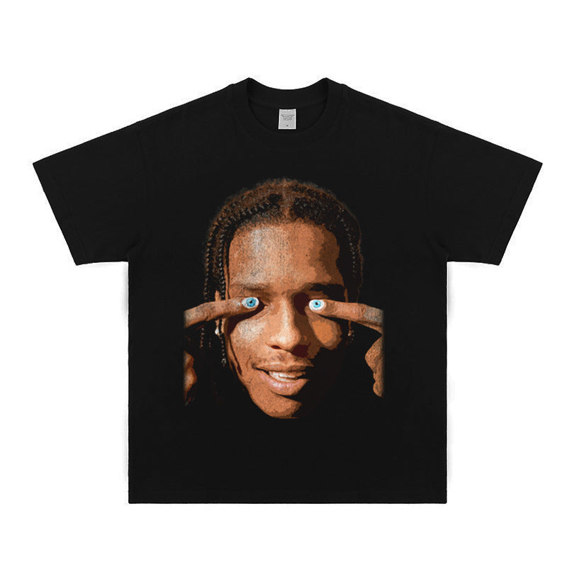 Asap Rocky T Shirts ASAP Rocky Short Sleeve T-Shirts Loose and Versatile for Men and Women
