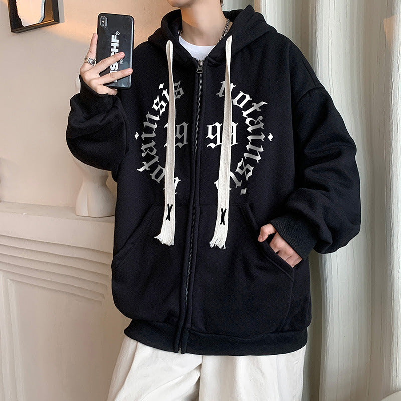 Men Hoodie Cardigan Hoodie Spring and Autumn Youth Loose Casual