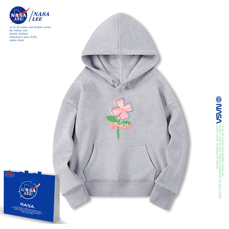 NASA Children Hoodie NASA Women's Sweater Hooded Casual Loose Fleece-Lined