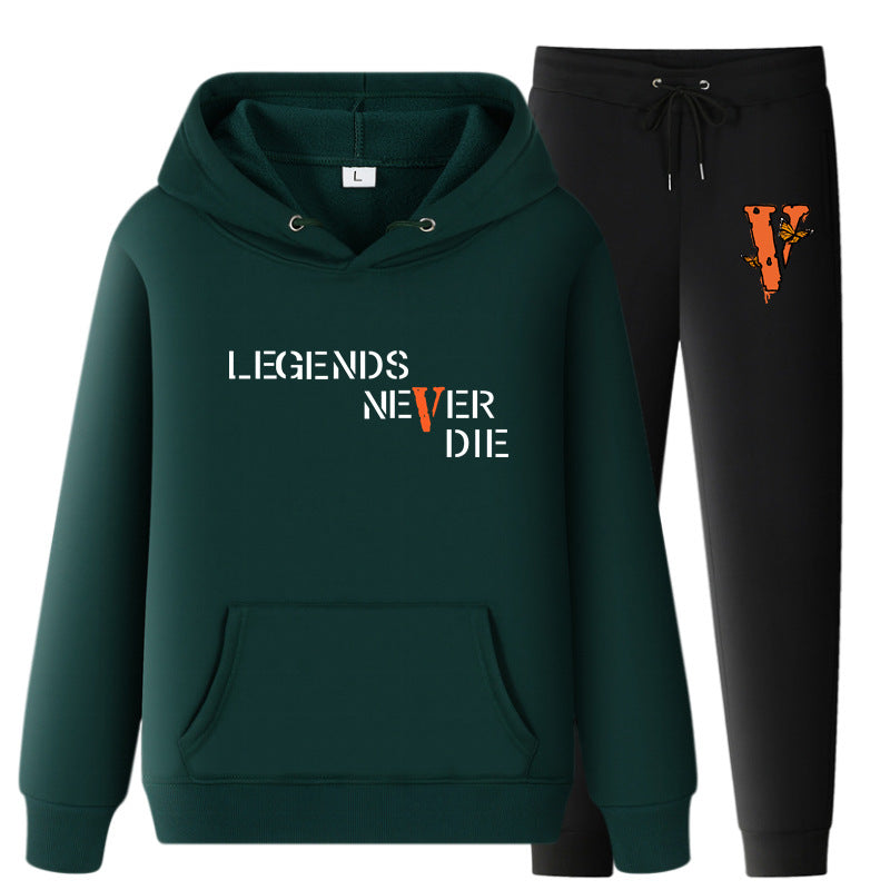 Vlone Hoodie & Pants 2 Piece Set Printing Sweatshirt And Sweatpants Fall Winter Hooded