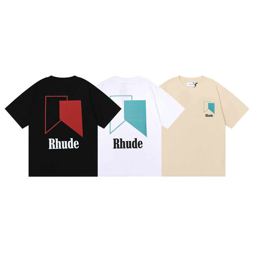 Rhude T Shirt Micro Standard Geometric Square Color Matching Printed Short Sleeve T-Shirt